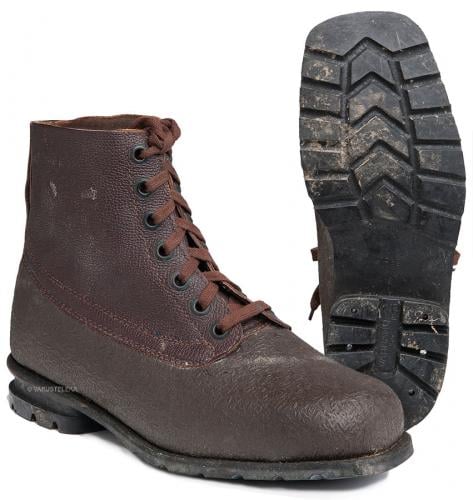 Swedish combat boots, rubber and leather, brown, surplus